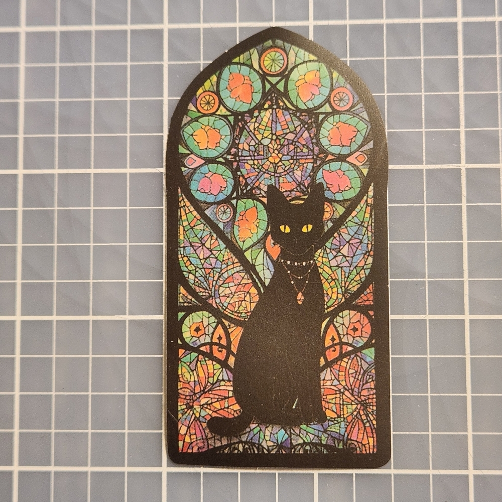 10/$10 Sticker Stained Glass Black Cat Theme Goth Wicca Witchy